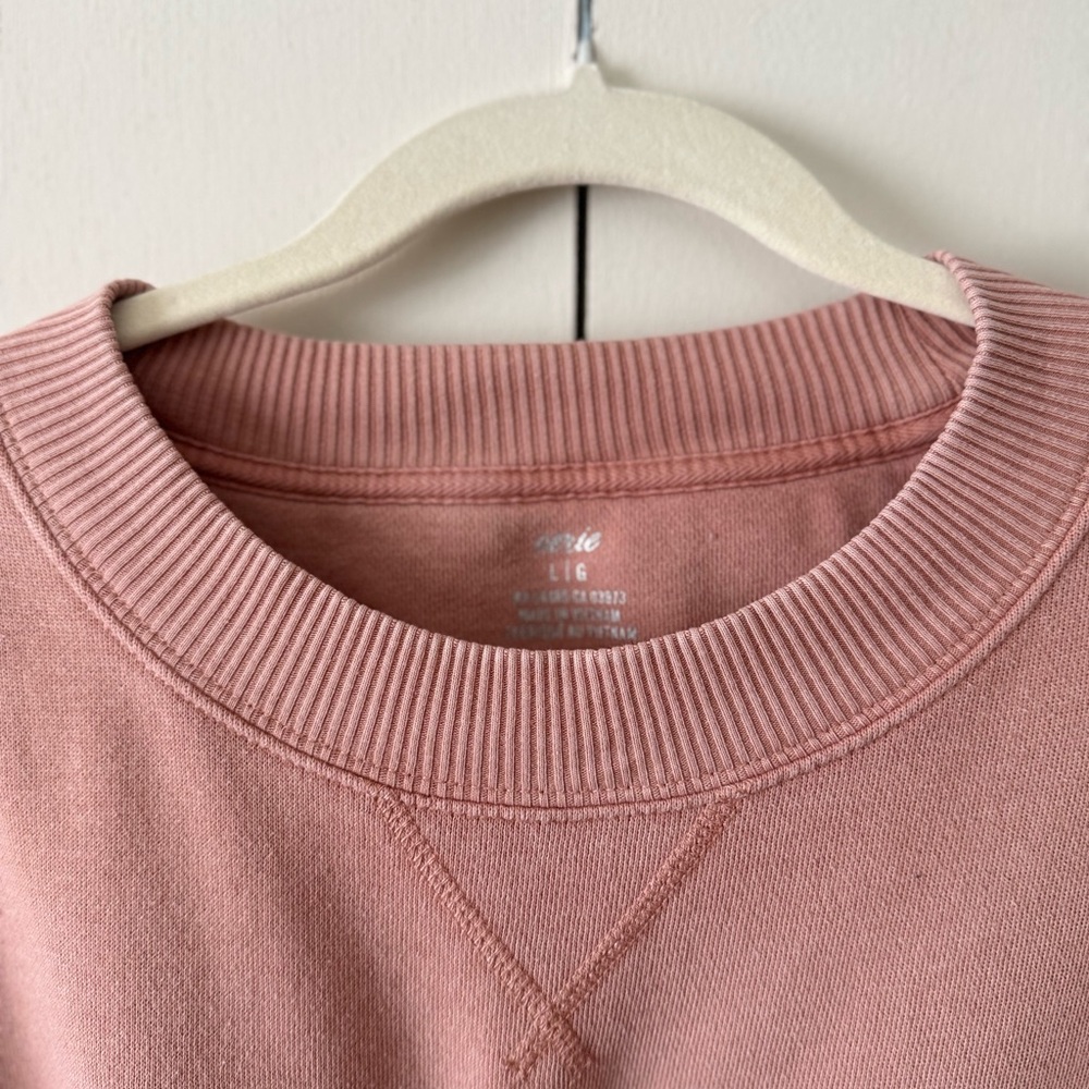 Aerie Women’s Crewneck Sweatshirt Pink Oversized Crewneck Side Slits Size L - Picture 3 of 7
